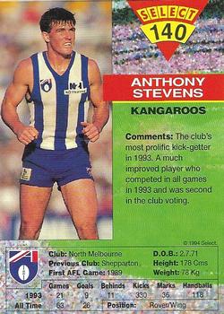 1994 Select AFL #140 Anthony Stevens Back